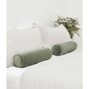 Lulu & Georgia VELVET BOLSTER PILLOW, MOSS